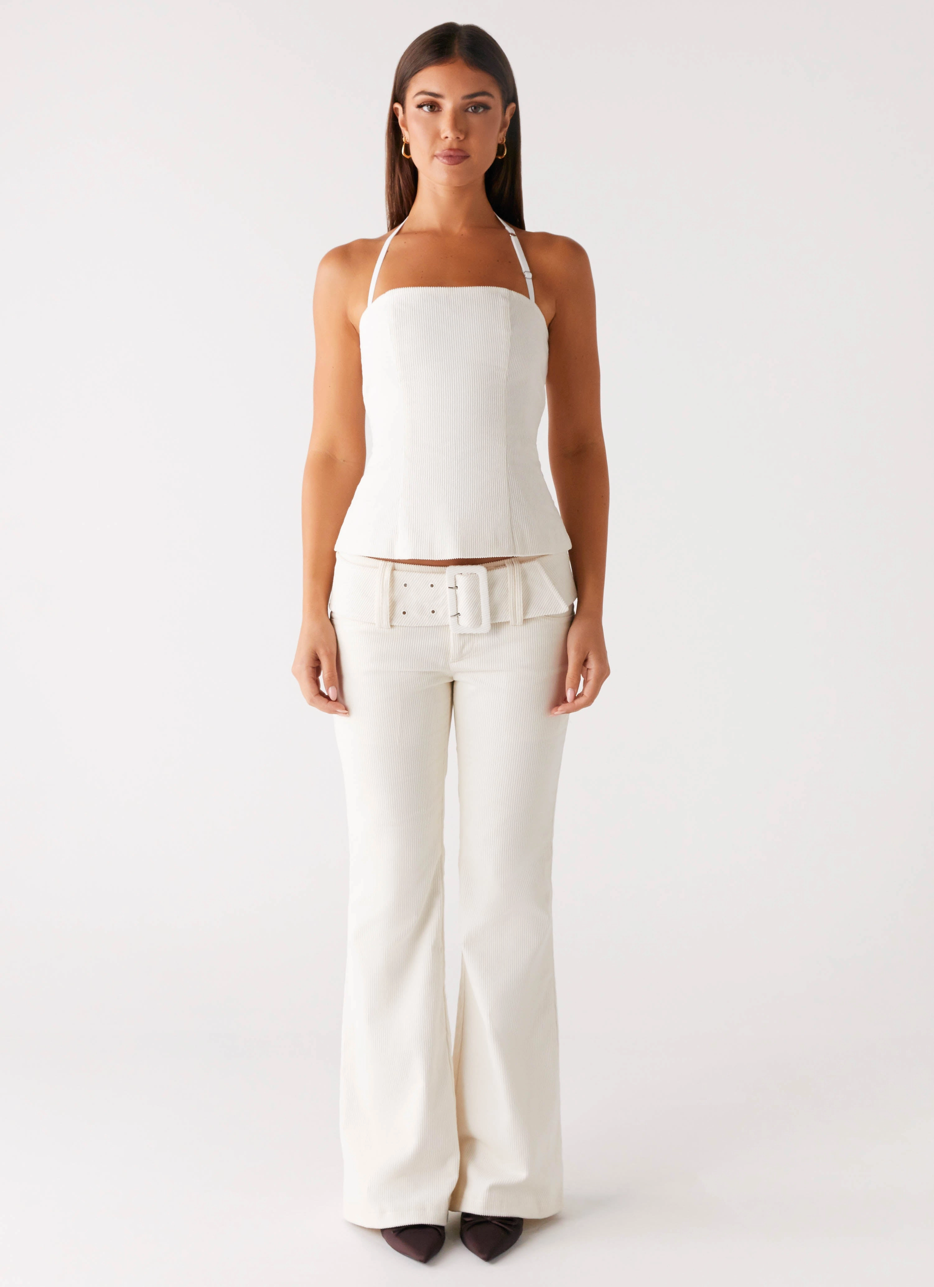 Maya Backless Top - Pearl BioBased Fiber Tagless Comfort Collar