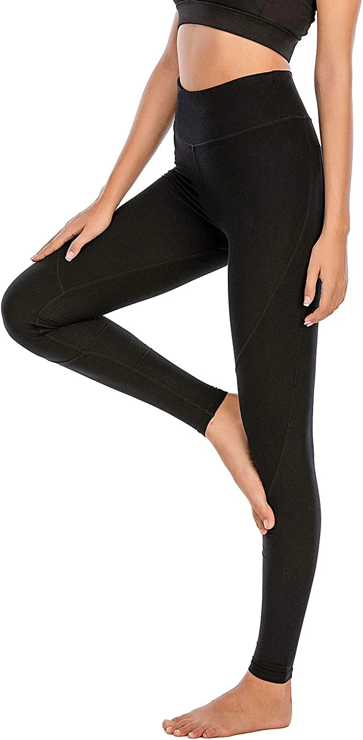 Sustainale High Waisted Yoga Capris Leggings with Pockets for Women