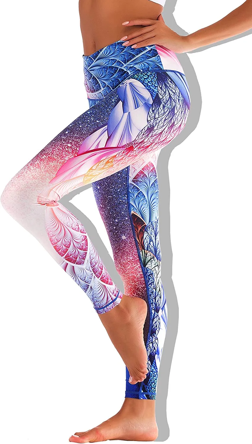 Sustainale High Waisted Yoga Capris Leggings with Pockets for Women
