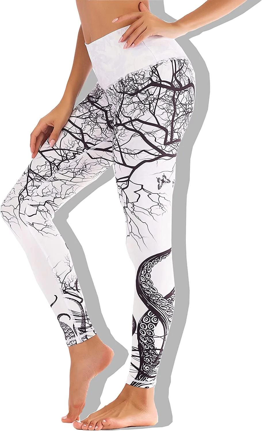 Sustainale High Waisted Yoga Capris Leggings with Pockets for Women