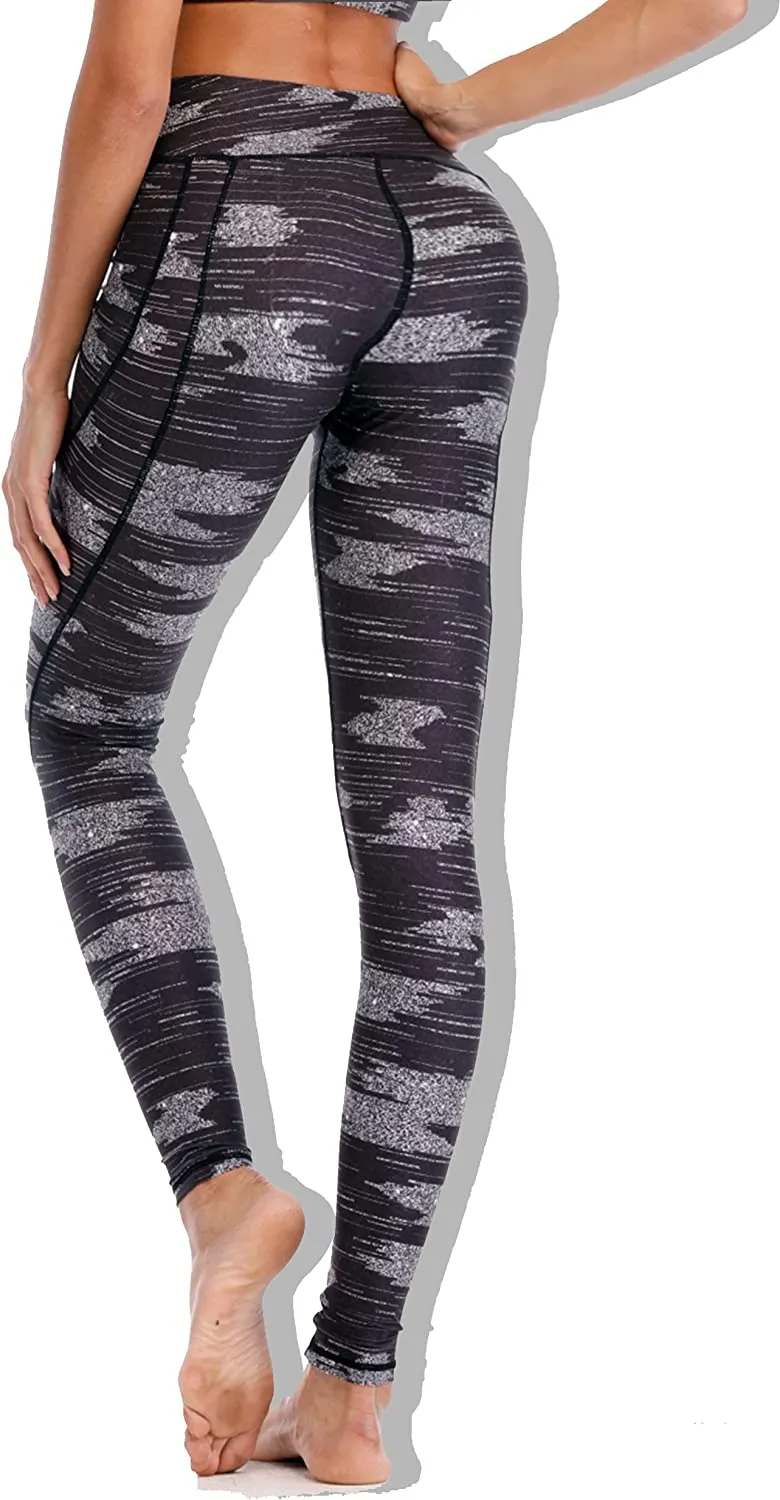 Sustainale High Waisted Yoga Capris Leggings with Pockets for Women