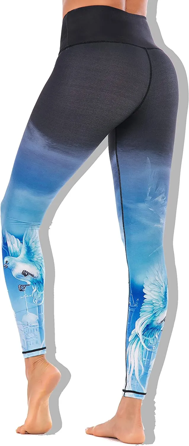 Sustainale High Waisted Yoga Capris Leggings with Pockets for Women
