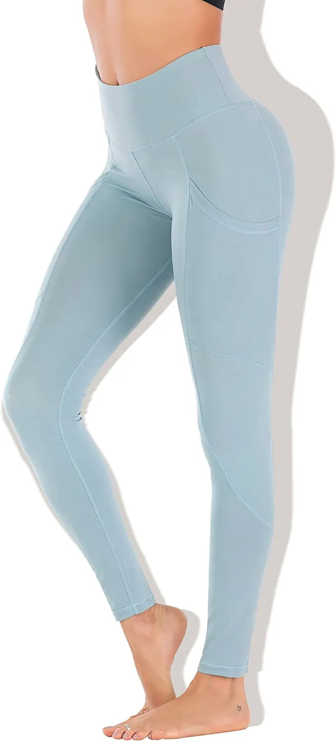 Sustainale High Waisted Yoga Capris Leggings with Pockets for Women