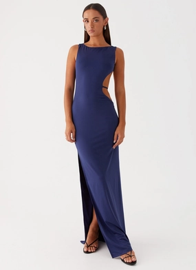 ruffle trim Cool Undertone Sutton Maxi Dress - Navy