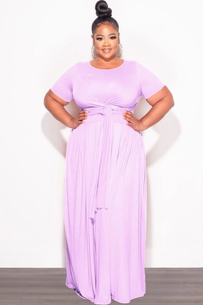 Low Profile Fasteners Final Sale Size 2pc Tie Top Maxi Skirt Set in Lavender