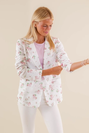 My Dearest Love Blazer-Pink Mesh Panel Details DualLayer Weave
