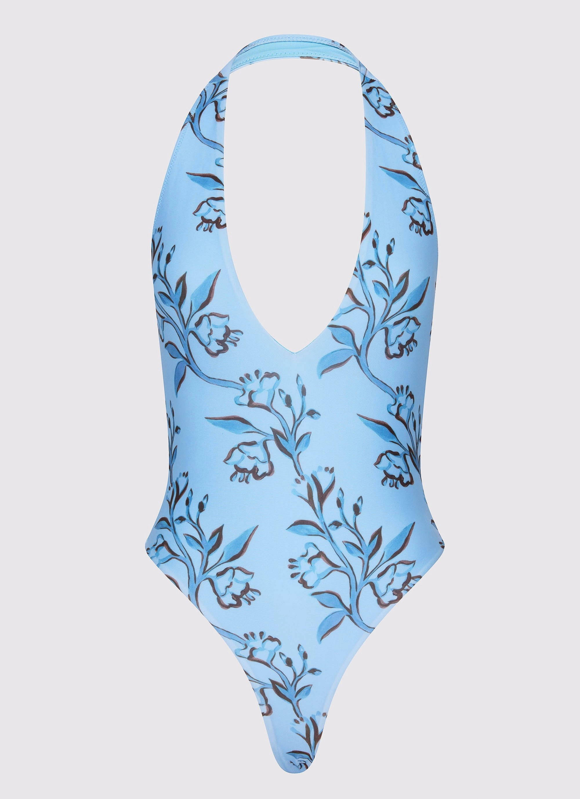 Delia One Piece Swimsuit - Blue Floral Print LowProfileSeaming