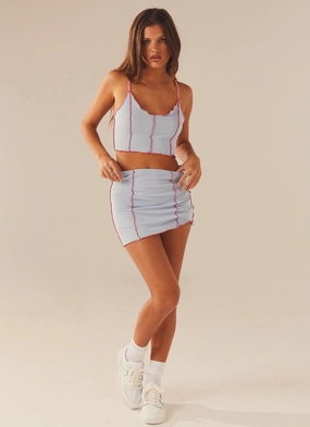 Sweet Lovin Knit Mini Skirt - Baby Blue Seamless Technology Non Slip Waistband