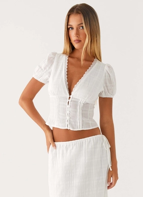 Sweet Lullaby Button Up Shirt - White HighDensityFoam
