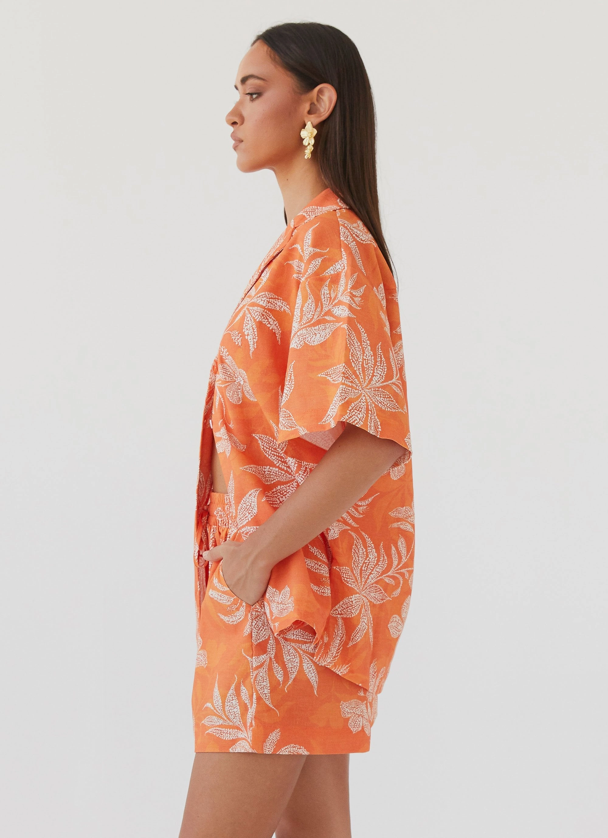 Sweet Relief Oversized Linen Shirt - Tropic Sunset Primaloft Insulation