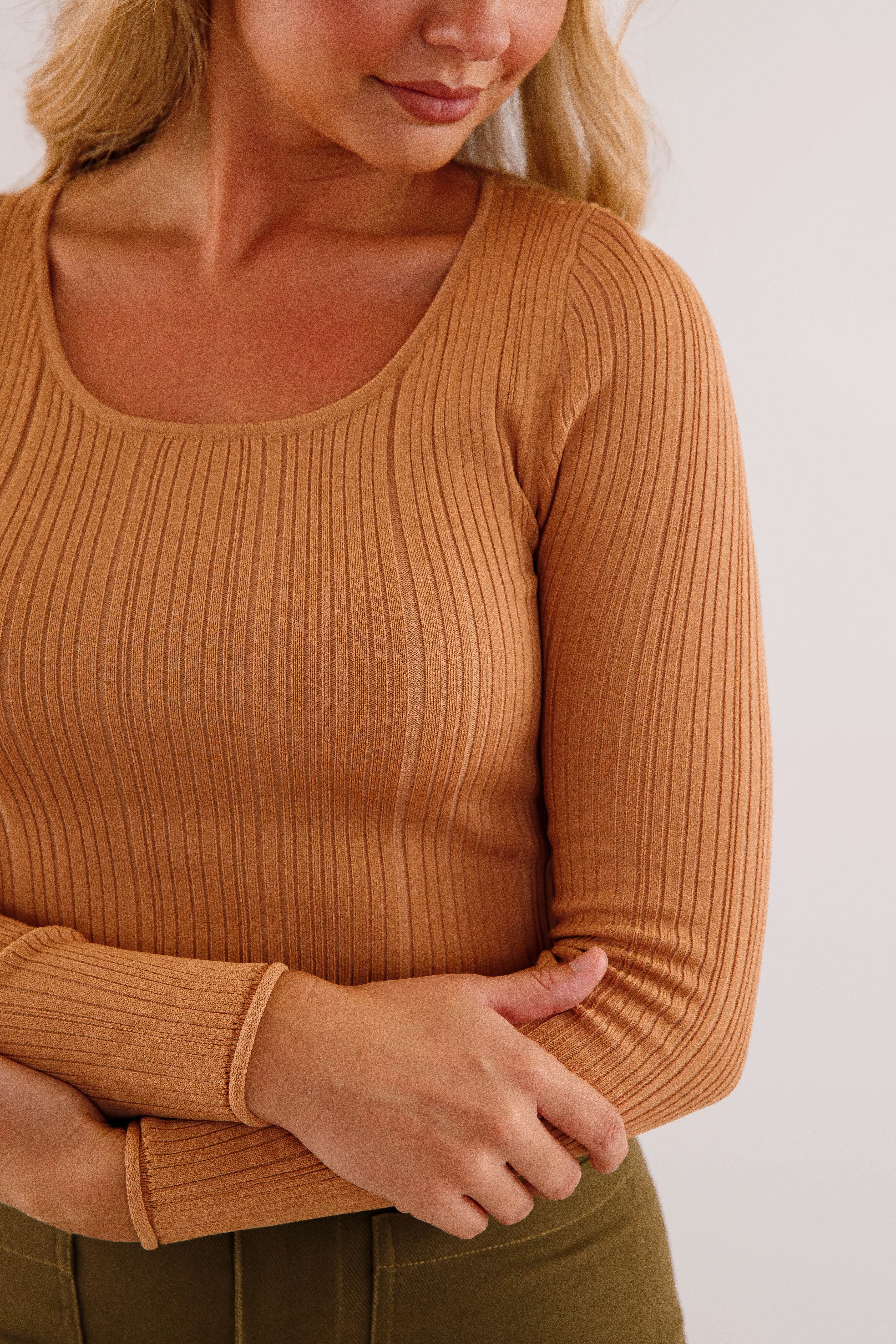 Sweet Sentiments Ribbed Top-Camel Cozy Cardigan