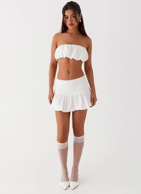 SlimFitAdaptation MidweightKnit Sweet Thing Bubble Crop Top - White
