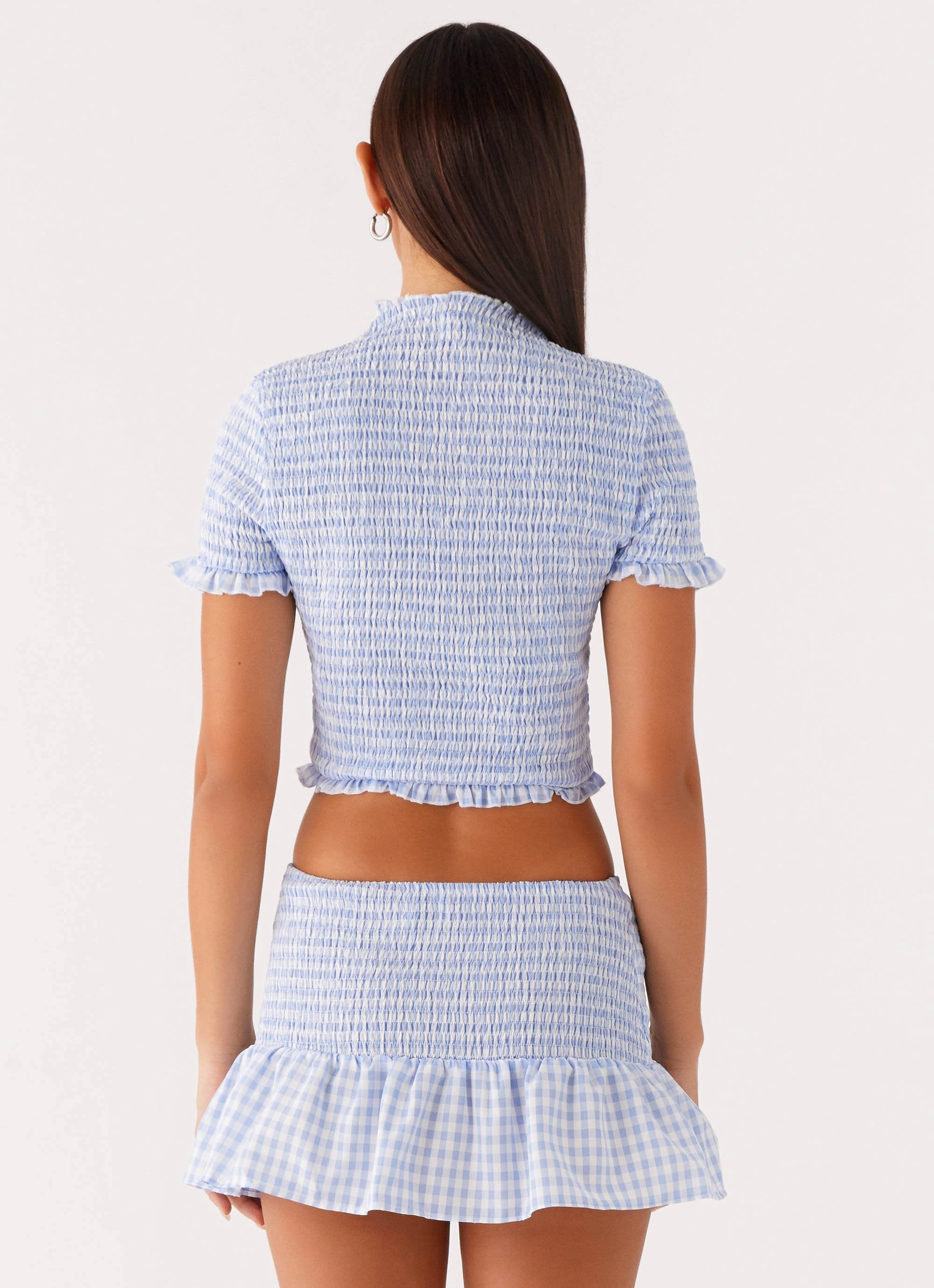 HeatPressedLogos Elegant Cardigan Sweetest Pie T-Shirt - Baby Blue Gingham