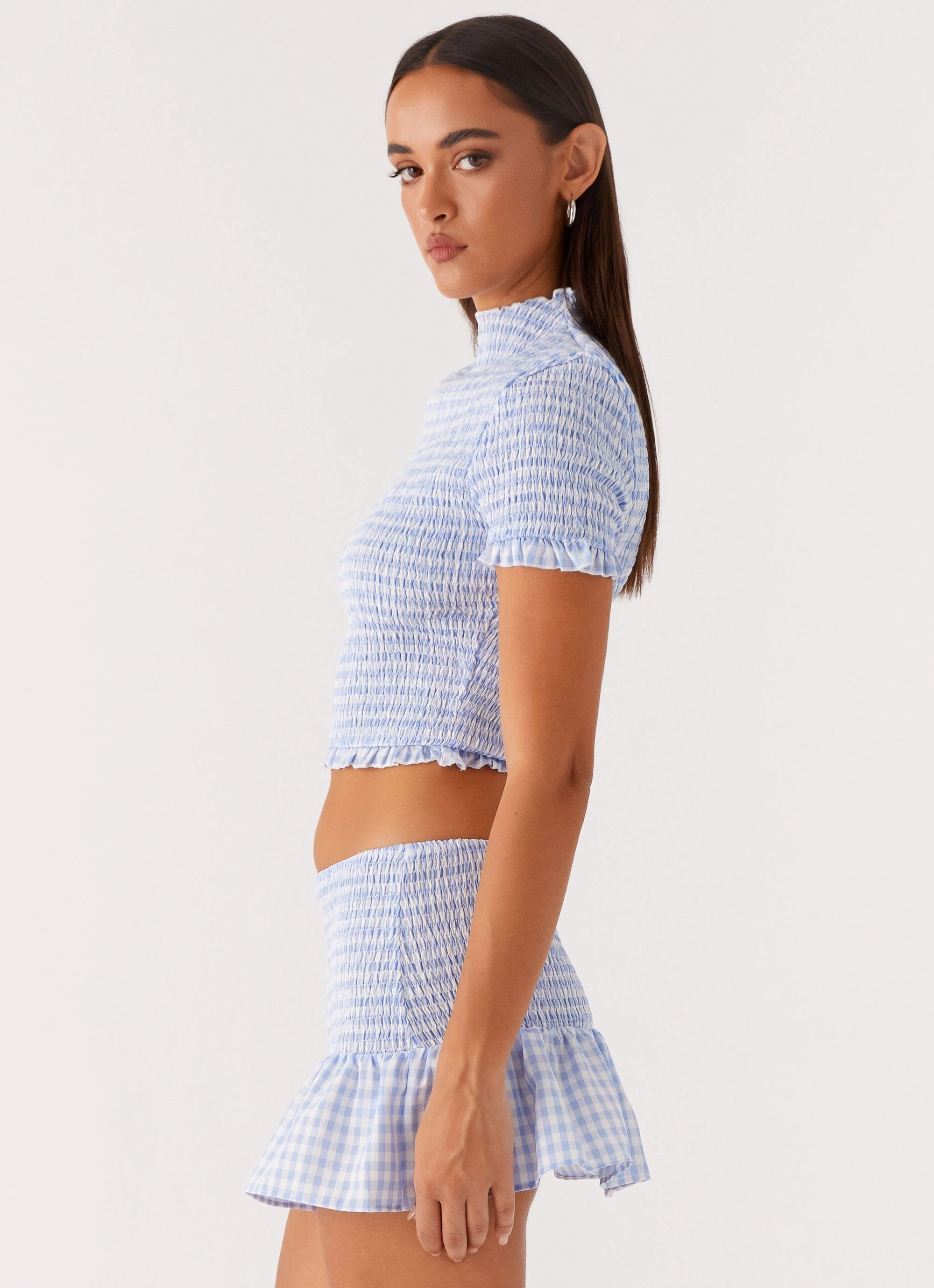 Sweetest Pie T-Shirt - Baby Blue Gingham Double Layered Hem Reinforcement WaterResistant