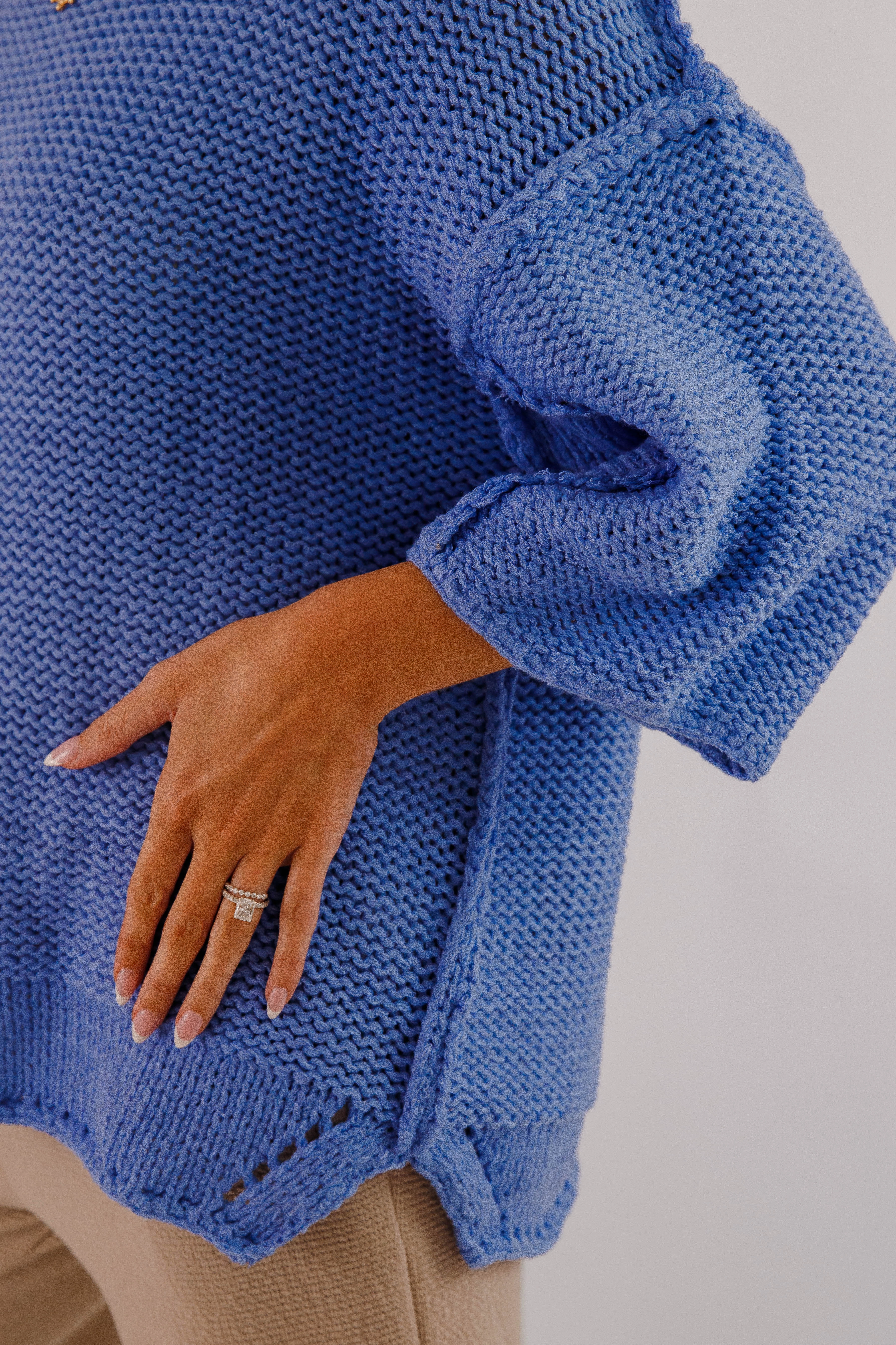All Purpose Casual Cut Switch In The Weather Sweater-Blue