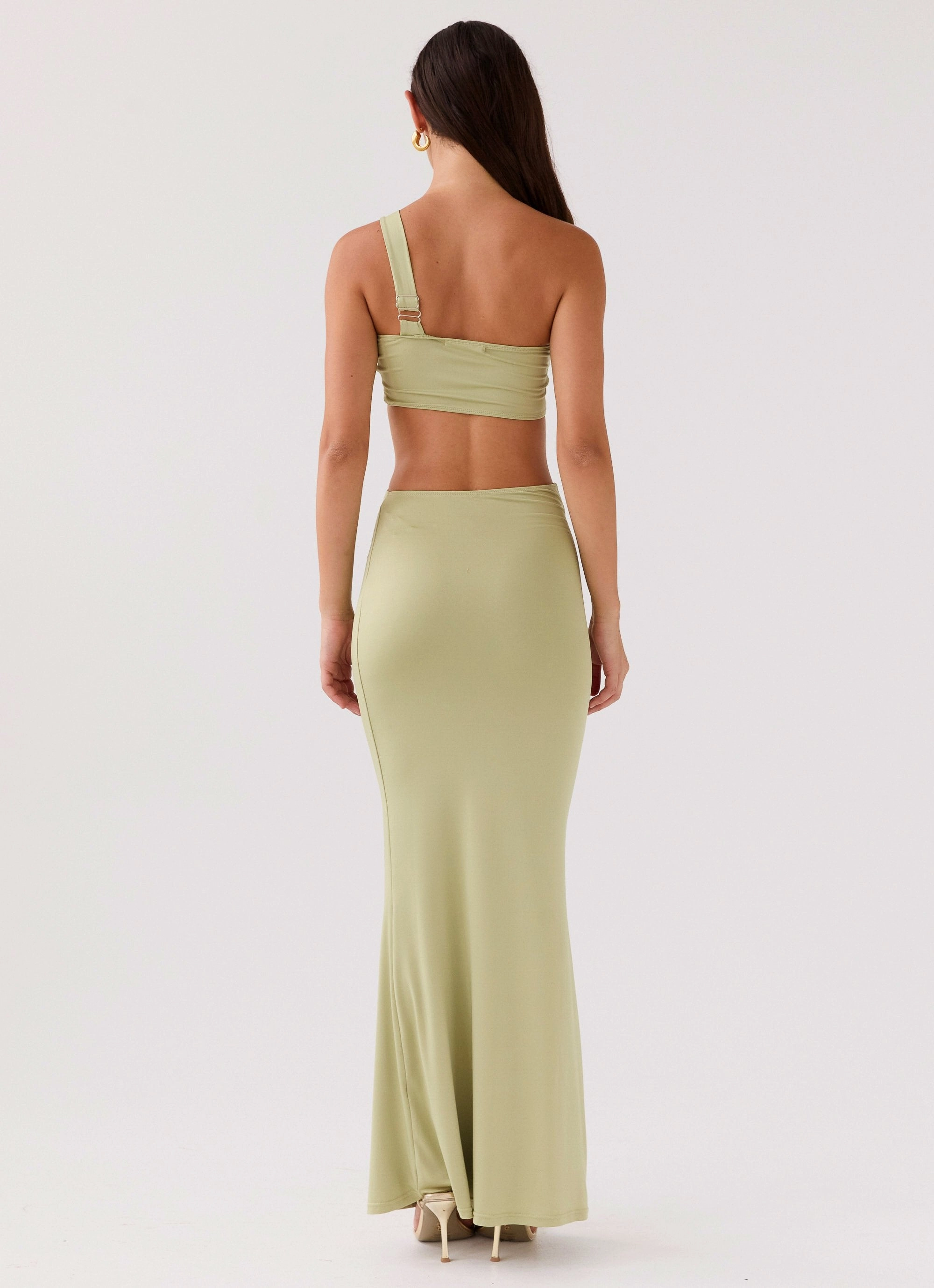 Sycamore Twist Maxi Dress - Fern Layered-Sleeve Airy Drape