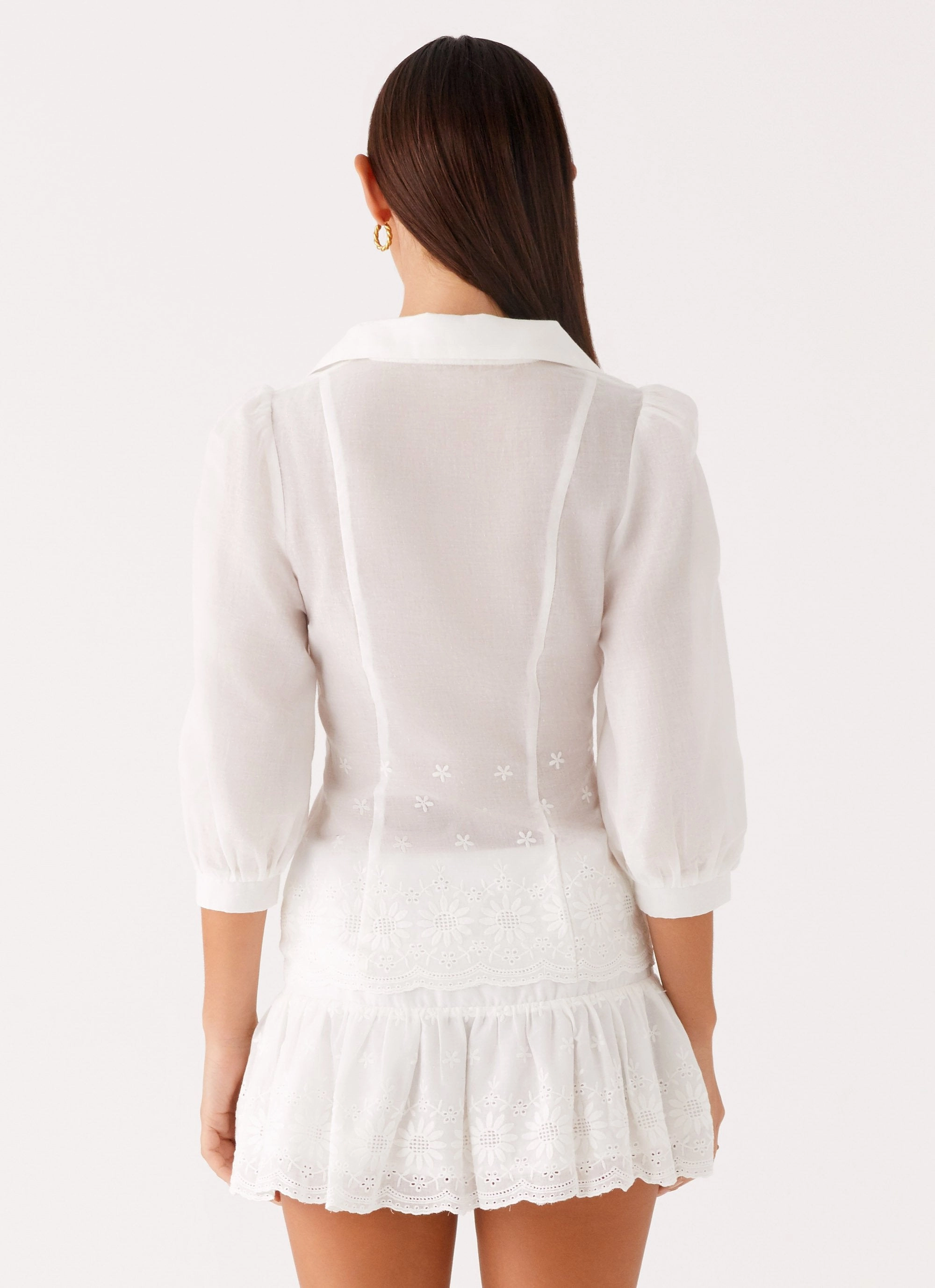 Sync Love Broderie Mini Skirt - White Fashionable Look TemperatureRegulation