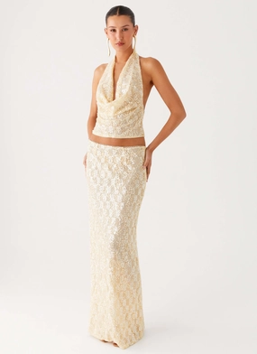 Bling It On Maxi Skirt - Ivory All Day Comfort Fit Distressed finish