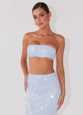 RollUpSleeves ReflectiveTrims Kyleigh Textured Sequin Bandeau Top - Lavender Mist