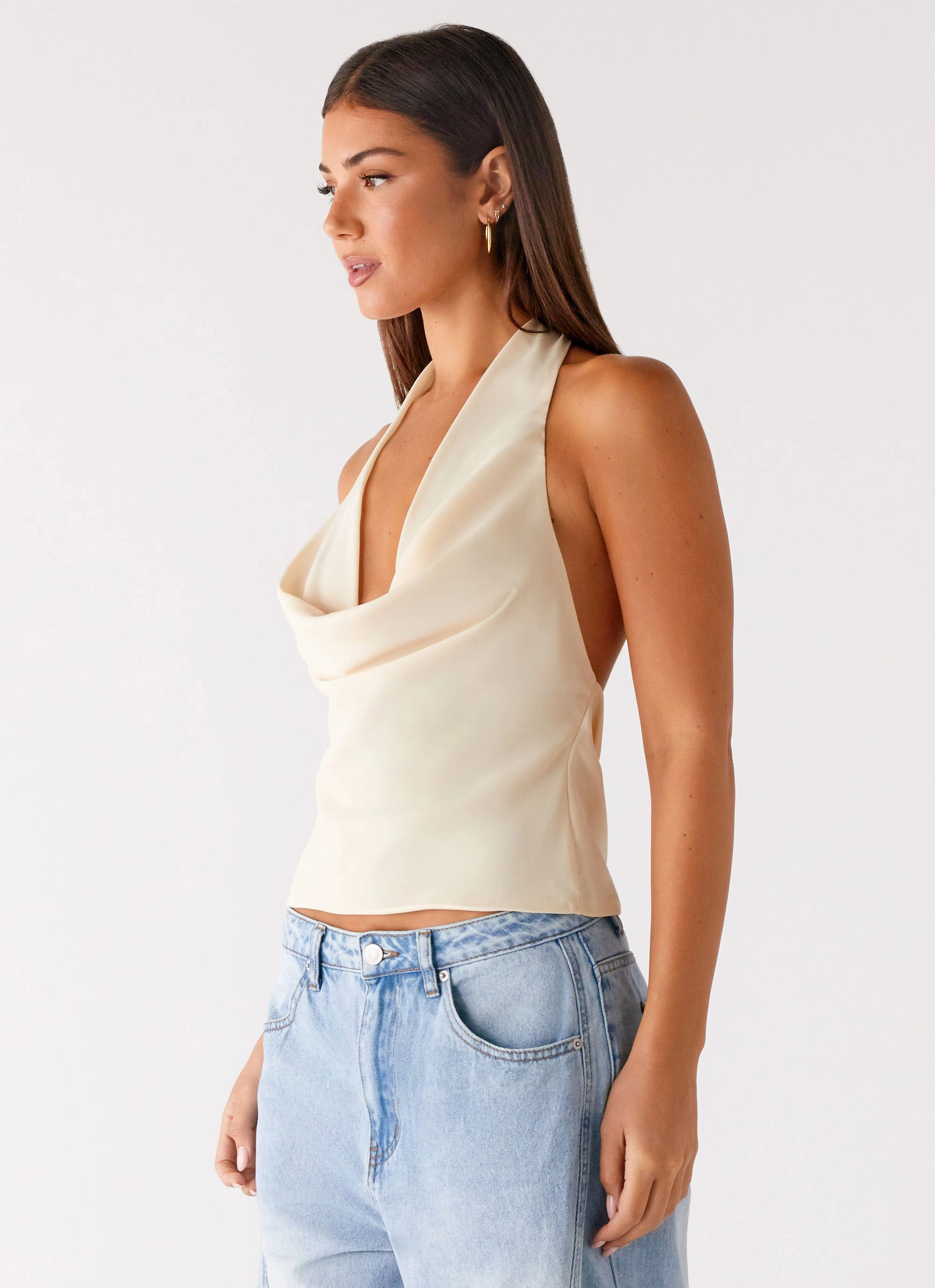 Charli Cowl Top - Lemon Convertible Sleeve Adaptation