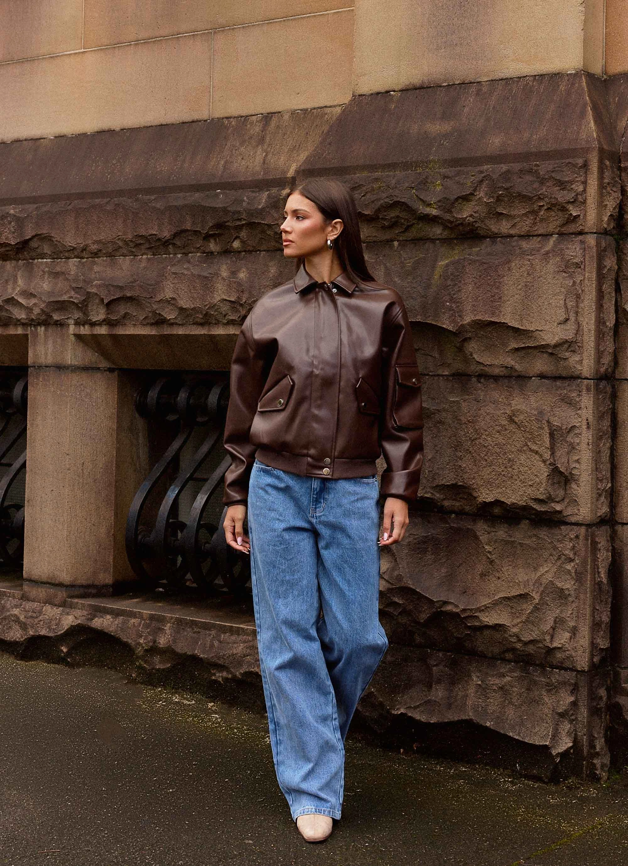 Indara Bomber Jacket - Chocolate Water Resistant Fabric