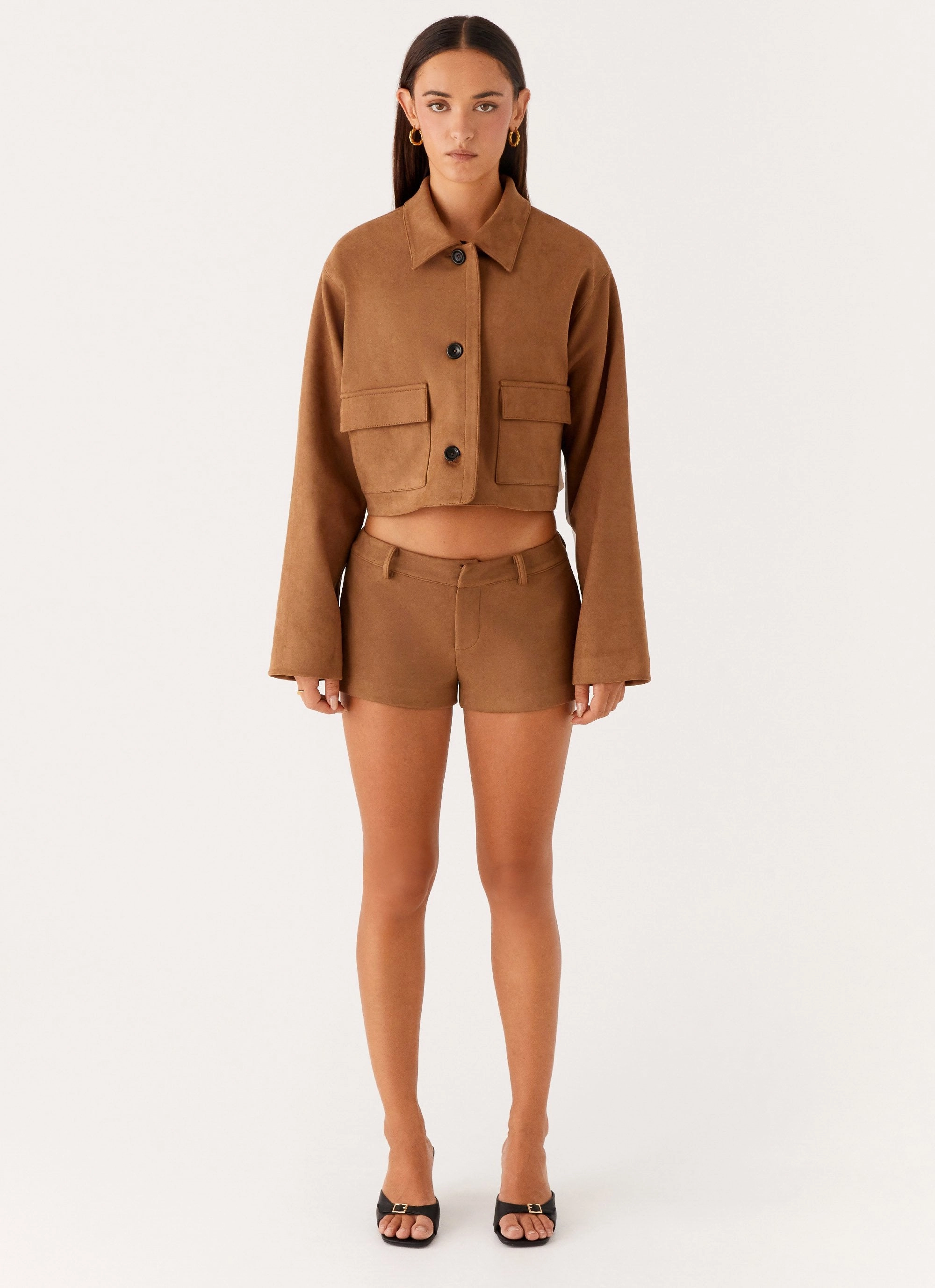 Gio Mini Shorts - Brown CompressionSupport Flattering Design