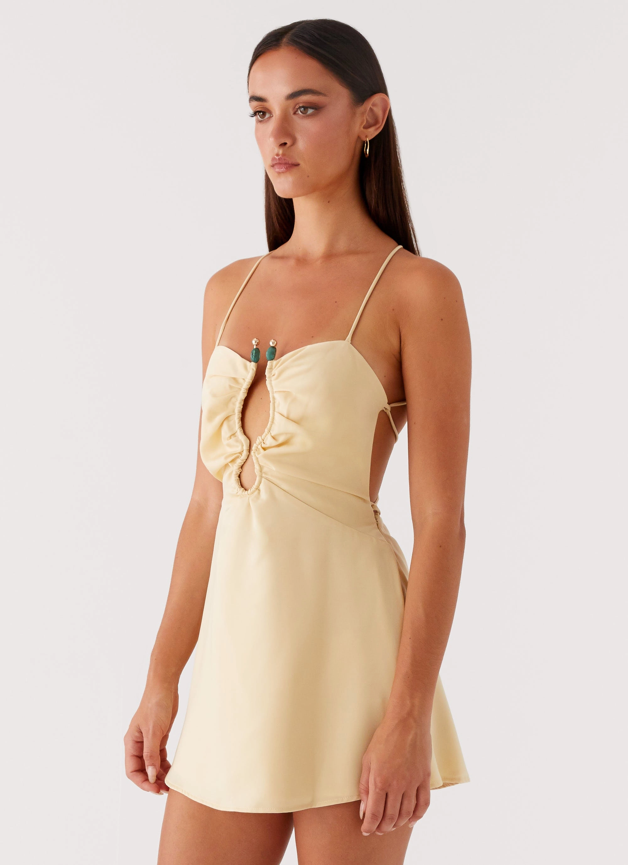 Zuma Mini Dress - Yellow Stylish Waistband Design