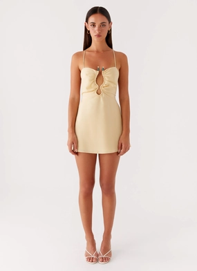 Zuma Mini Dress - Yellow Saturated Hue Trendy Everyday