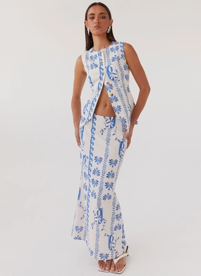 Reinforced Stress Points Born For Bordeaux Linen Midi Skirt - Floral Wave