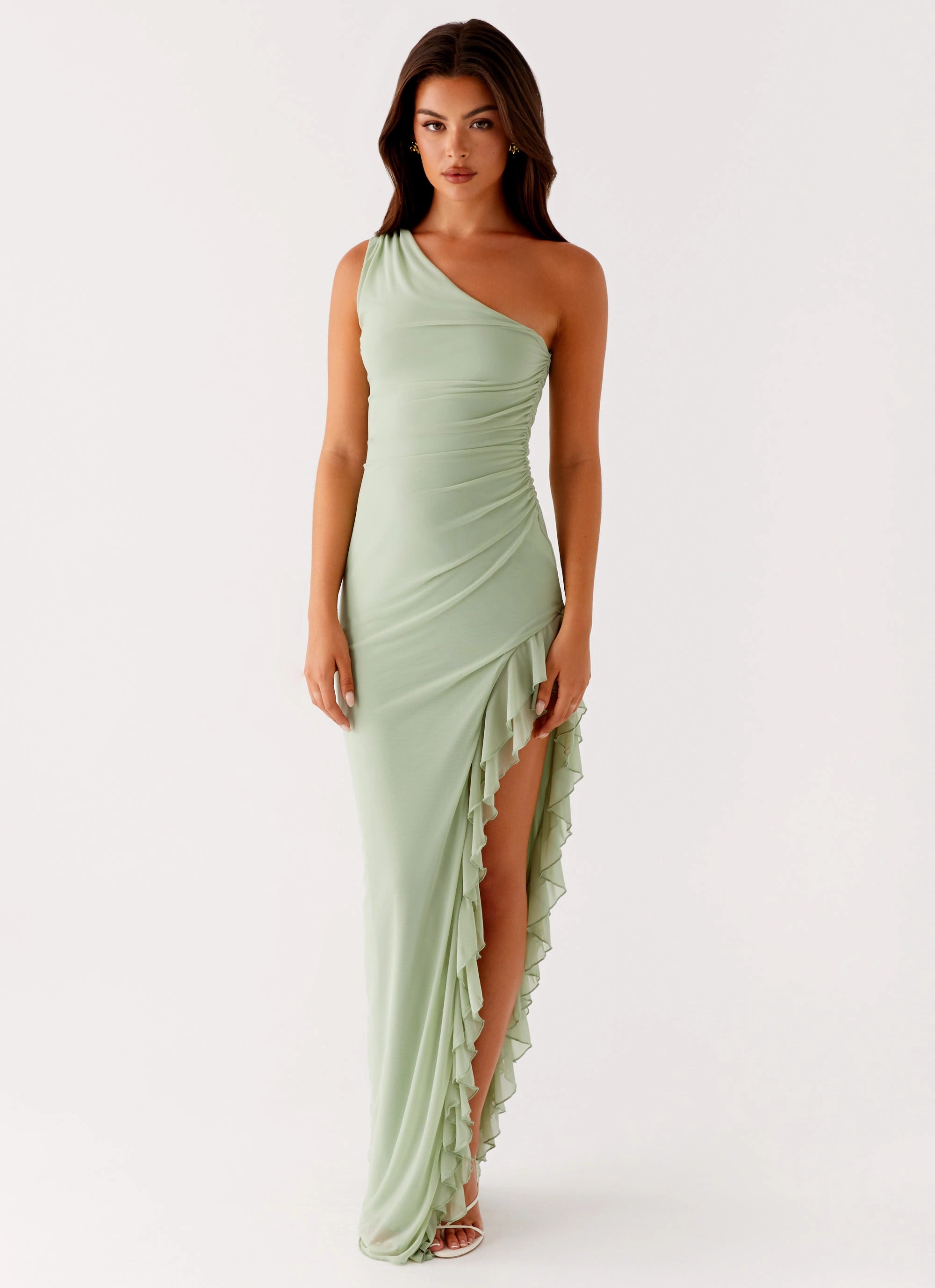 Feminine Charm Elegant Layering Clarence Maxi Dress - Sage