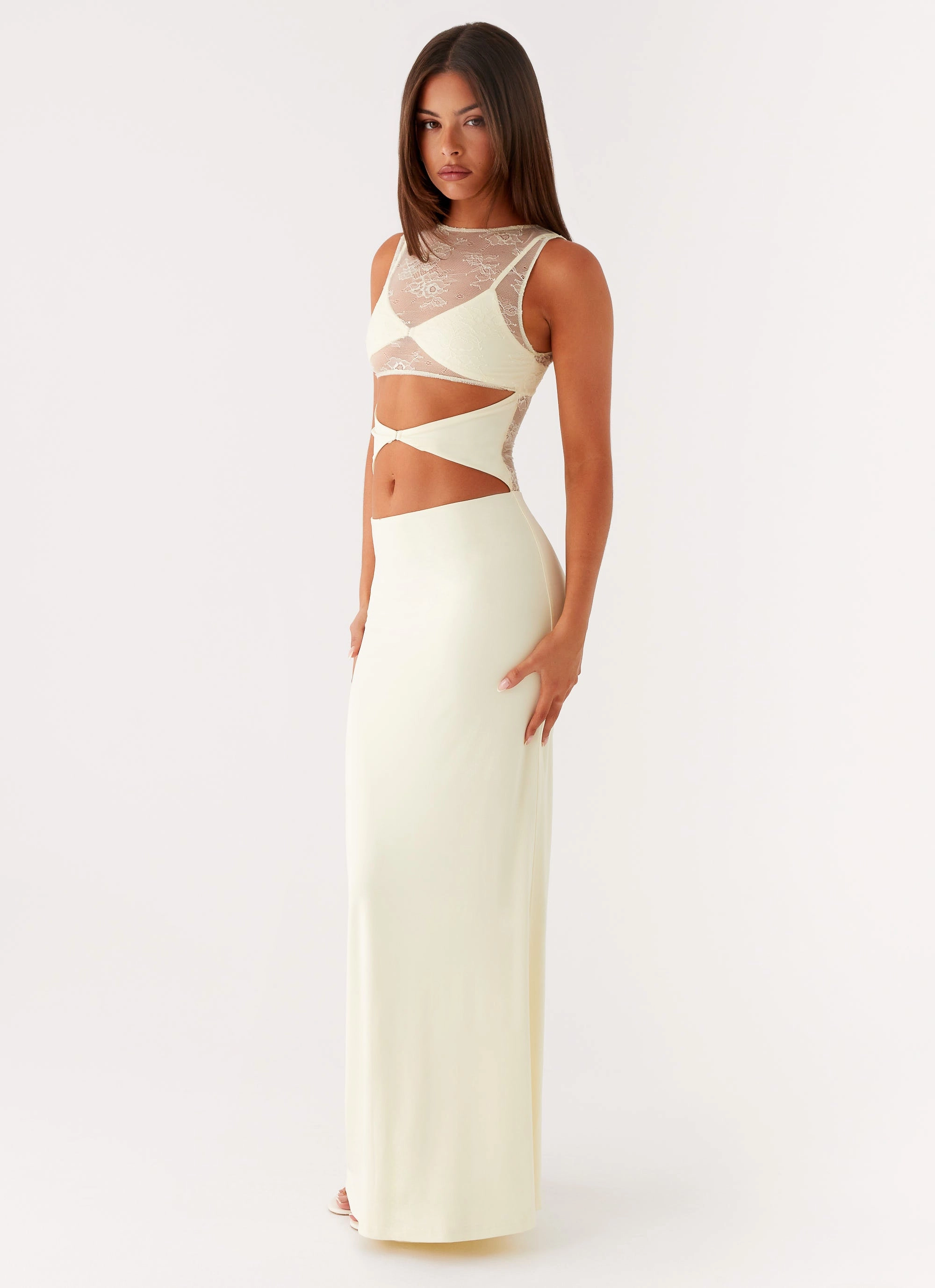 Smooth Motion Silk Shine Imperial Maxi Dress - Yellow