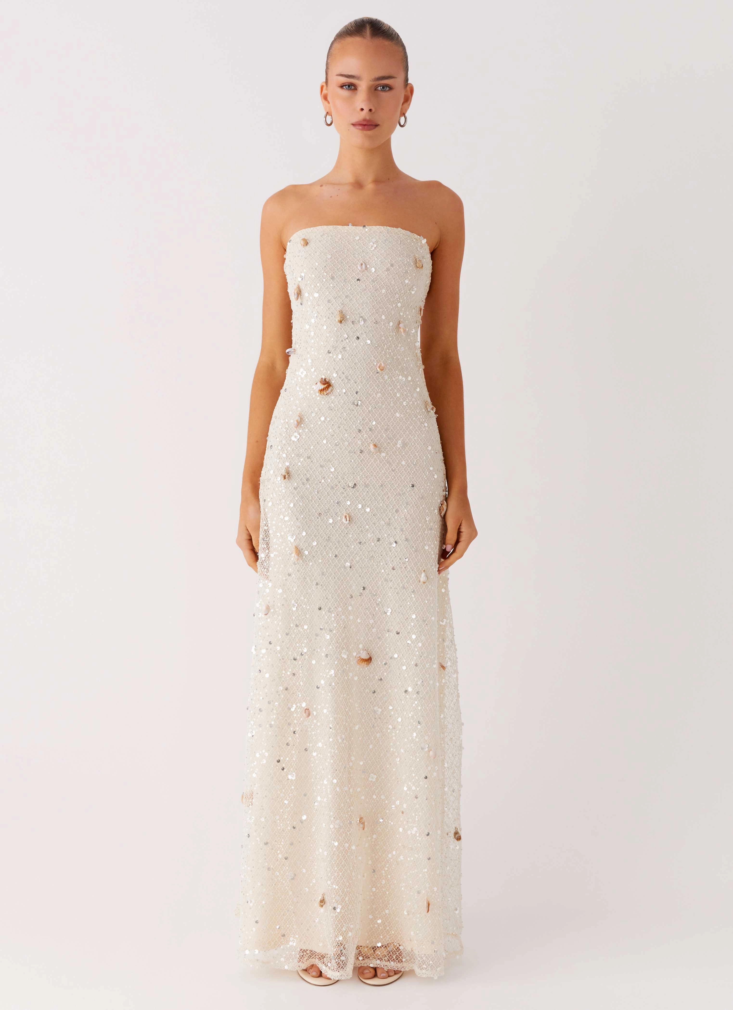 Orelli Shell Sequin Knit Maxi Dress - Ivory Soft Movement Pure Piece