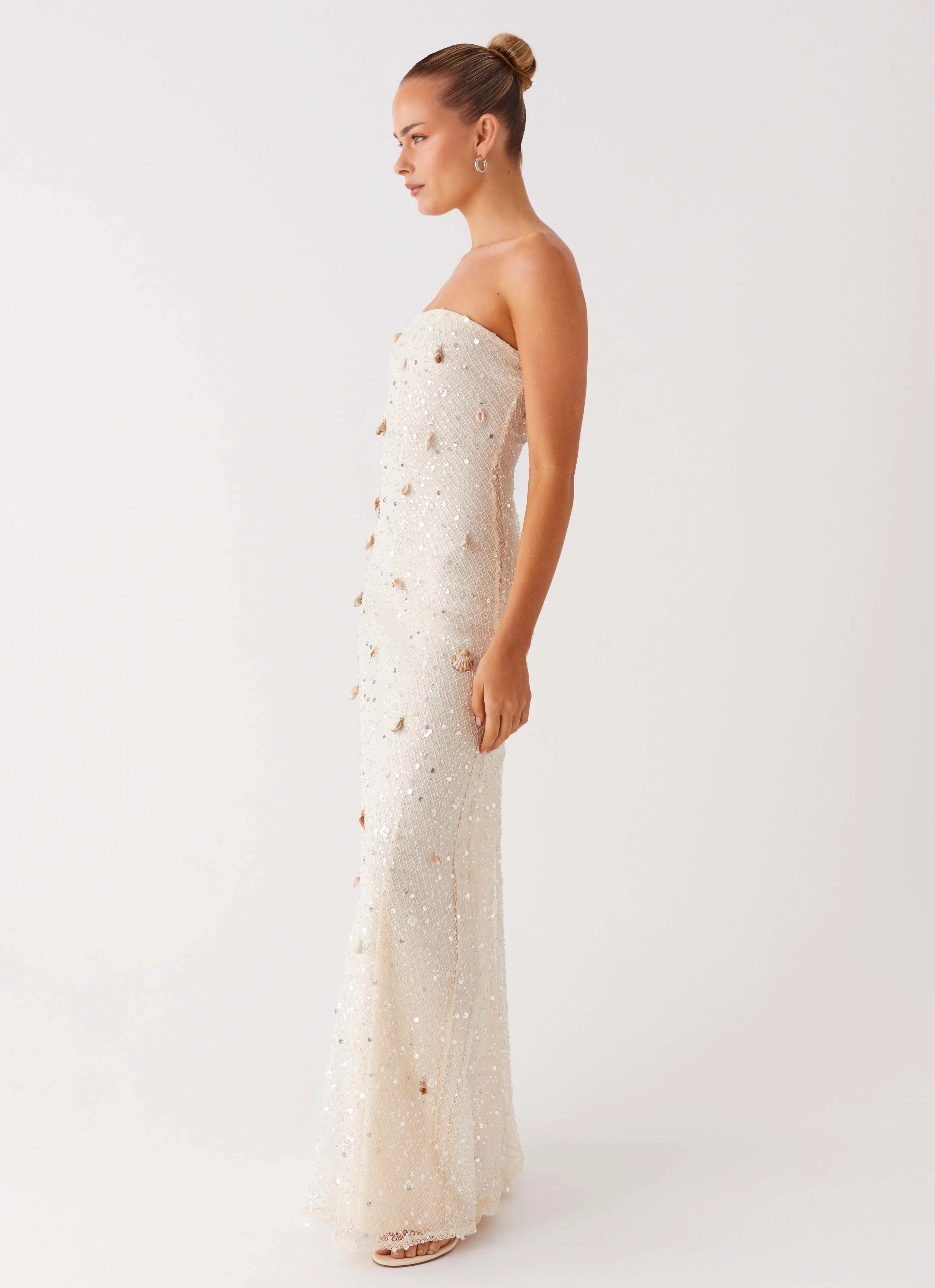 Golden Scene Global Style Orelli Shell Sequin Knit Maxi Dress - Ivory