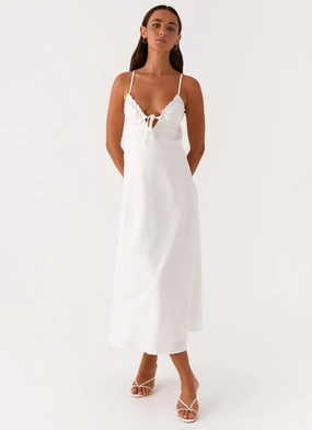 Quick Match Perfectly Fitted Take Note Midi Dress - White