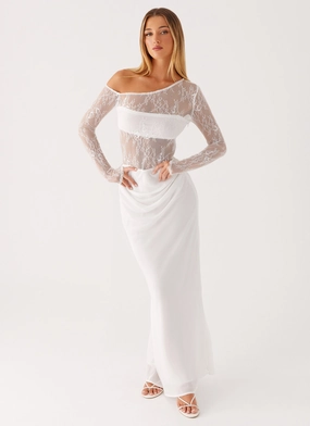 Take Your Time Maxi Dress - White Romantic Soft