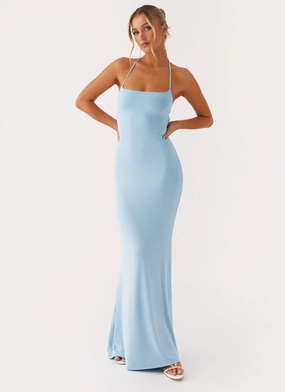 Sleek long-sleeve dress Talk About Us Maxi Dress - Blue