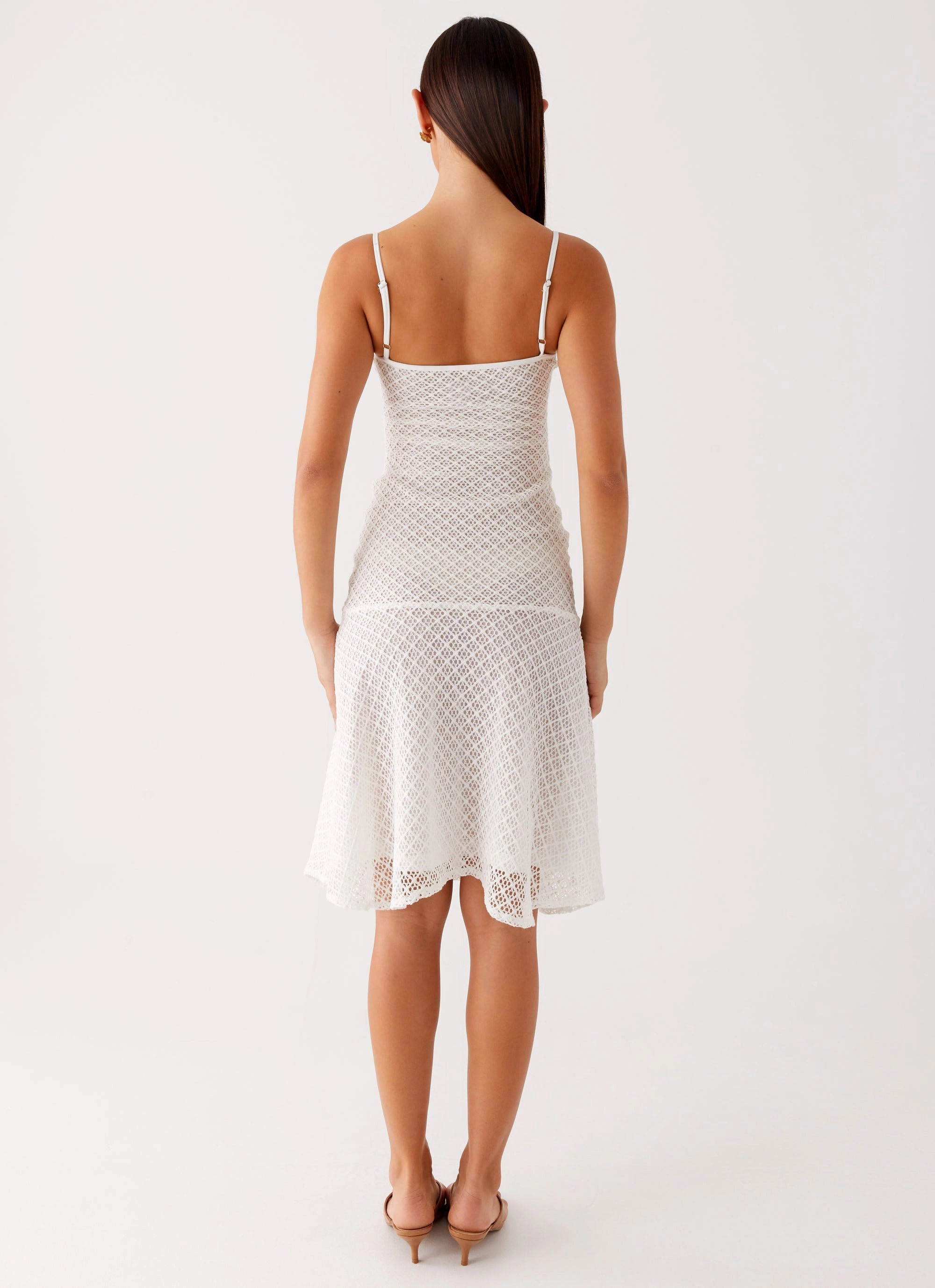 Tamar Midi Dress - White Tear-resistant Smart Silhouette