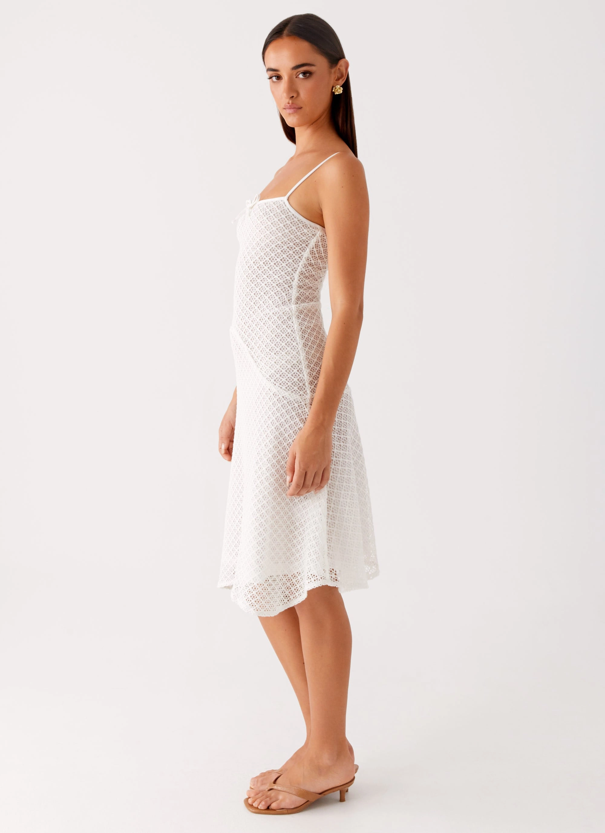 Tamar Midi Dress - White Nature Inspired UV-Resistant