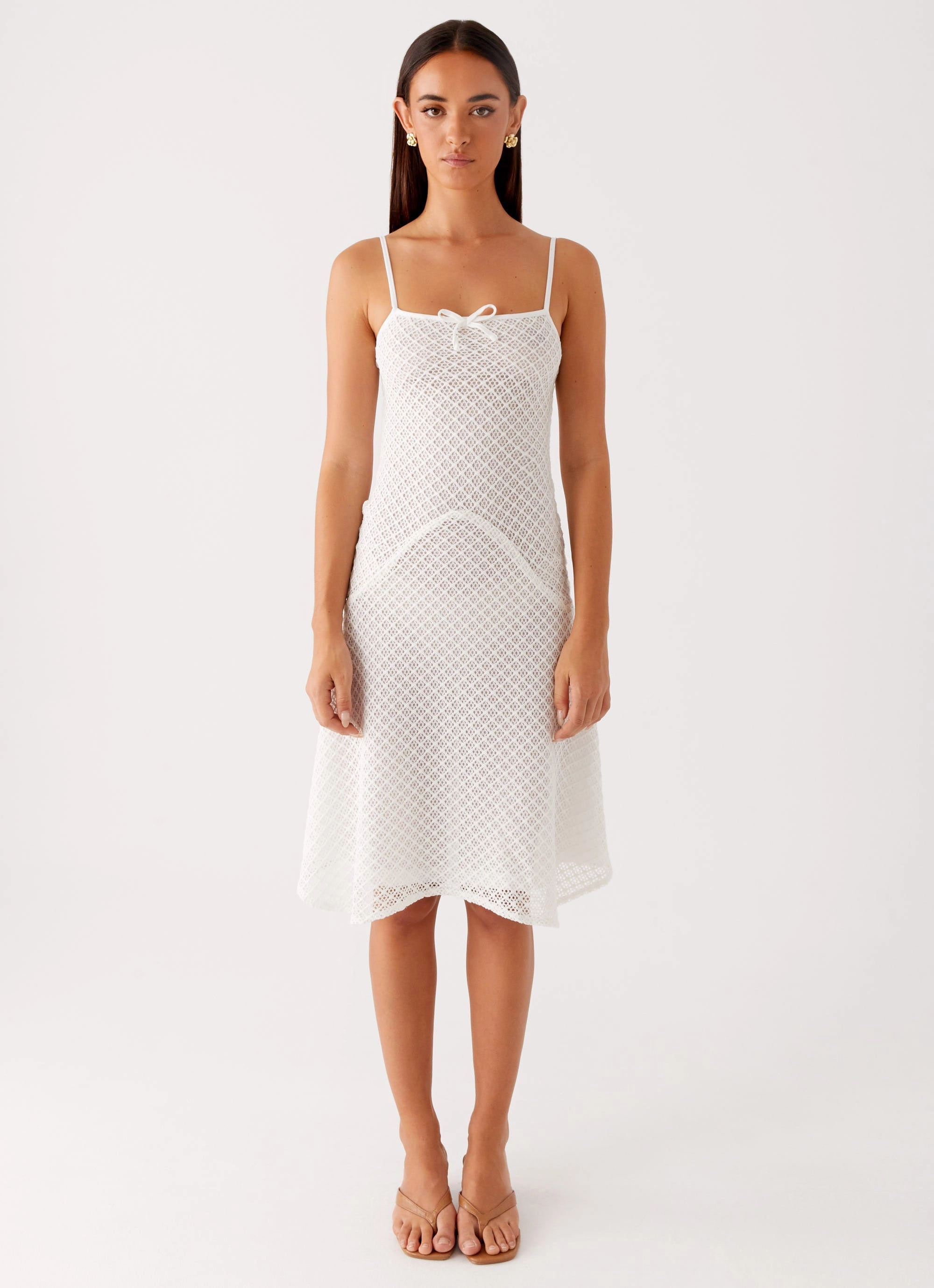 Elegant Vibe Tamar Midi Dress - White