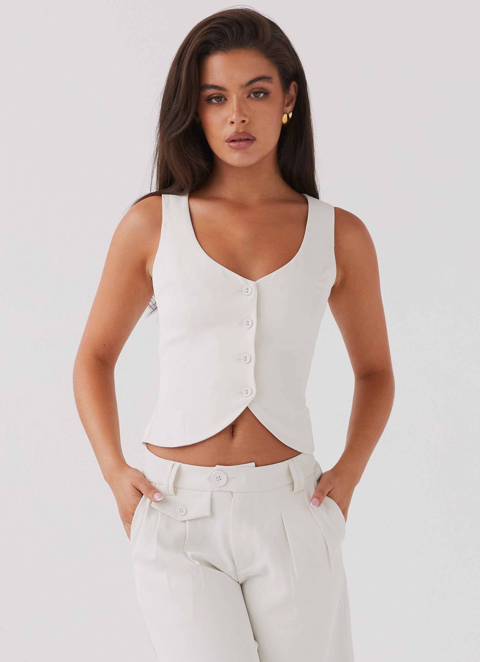 Tammy Suiting Vest - Ivory Durable Weave