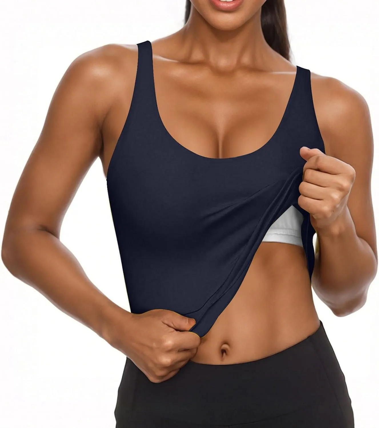 Tank Top with Built in Bra for Women Casual Summer Sleeveless Gym Crop Tops U Neck Workout Athletic Yoga Shirts