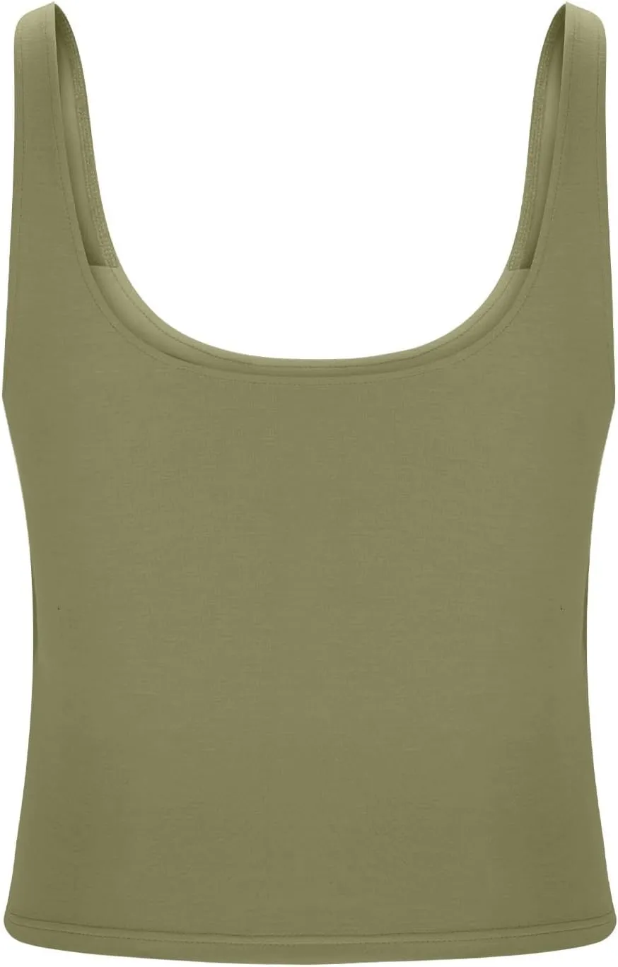Tank Top with Built in Bra for Women Casual Summer Sleeveless Gym Crop Tops U Neck Workout Athletic Yoga Shirts
