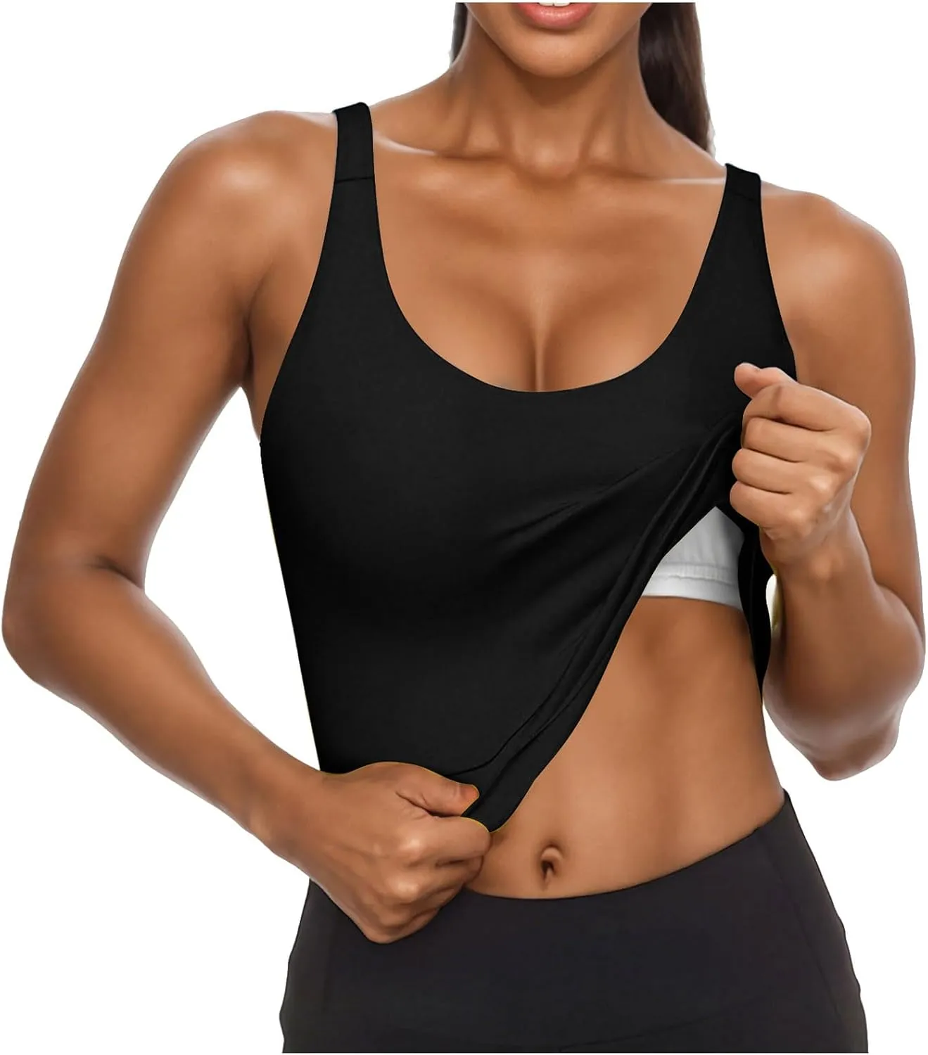 Tank Top with Built in Bra for Women Casual Summer Sleeveless Gym Crop Tops U Neck Workout Athletic Yoga Shirts