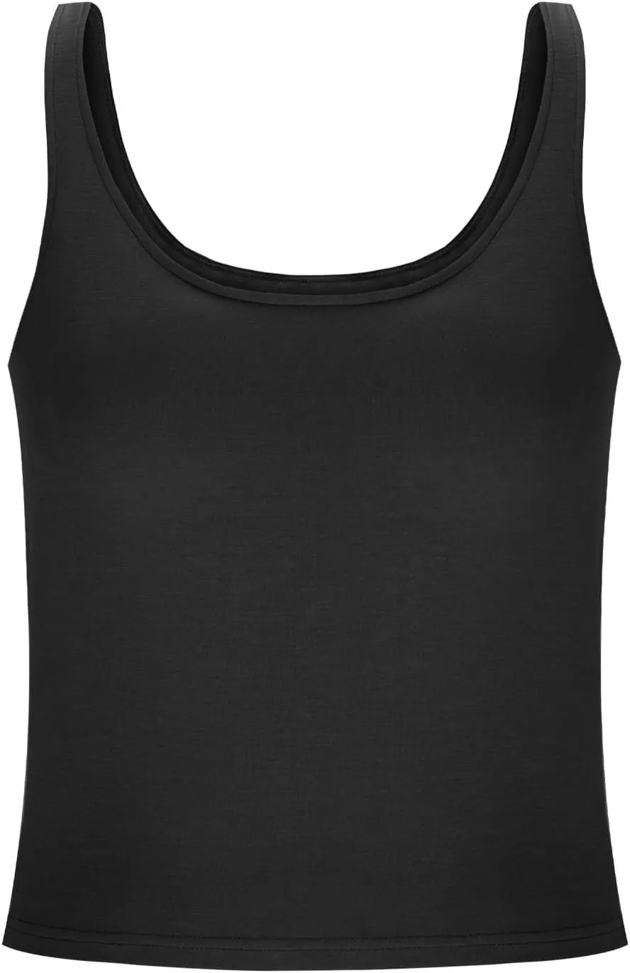Tank Top with Built in Bra for Women Casual Summer Sleeveless Gym Crop Tops U Neck Workout Athletic Yoga Shirts