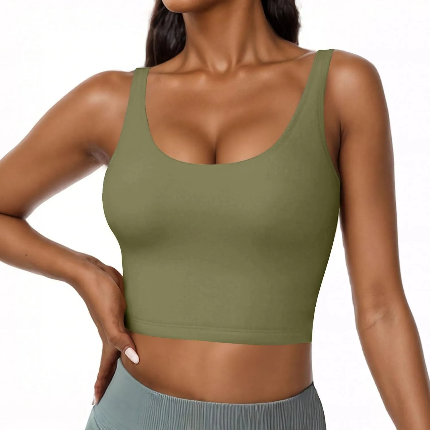 Tank Top with Built in Bra for Women Casual Summer Sleeveless Gym Crop Tops U Neck Workout Athletic Yoga Shirts