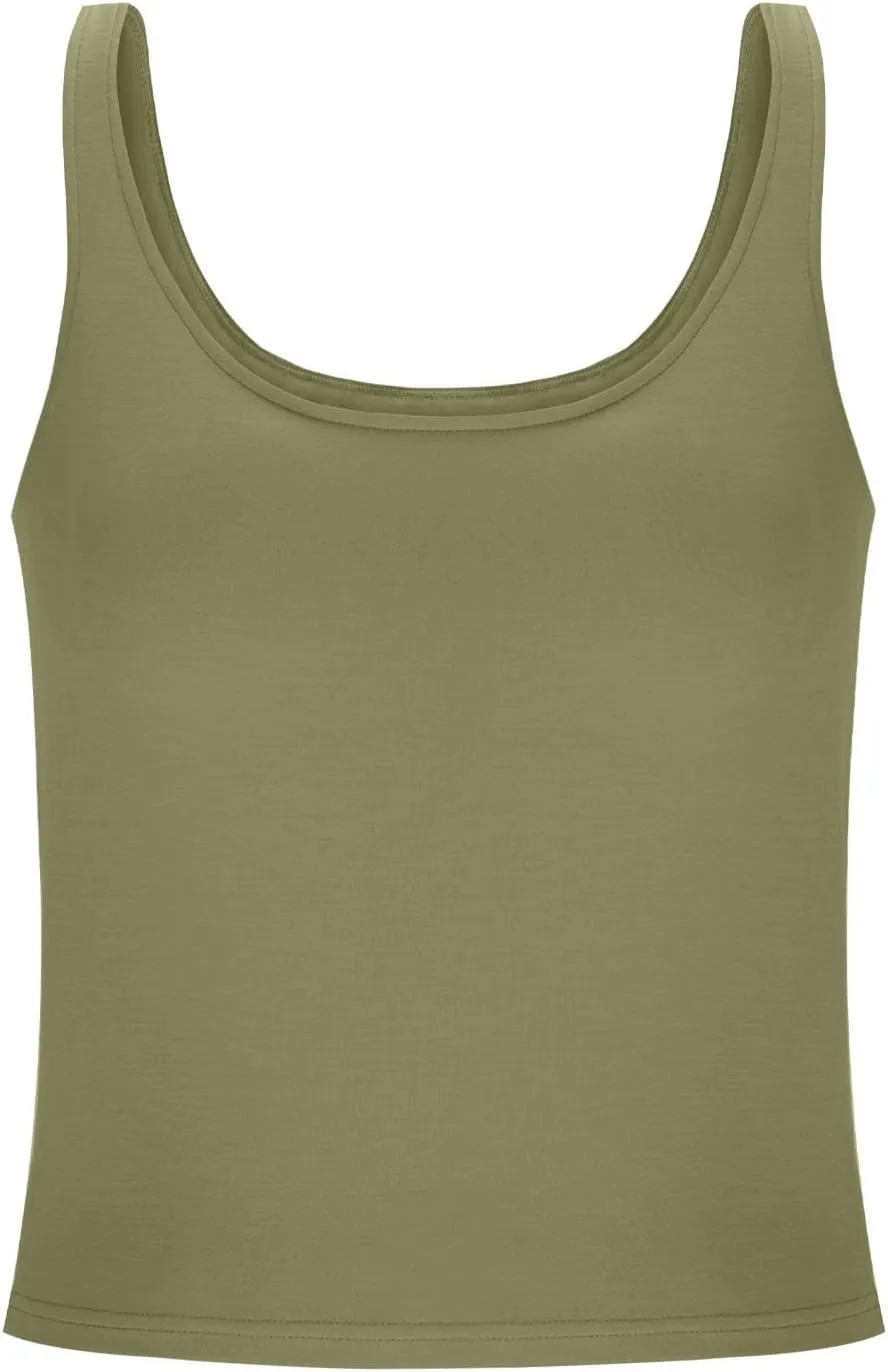 Tank Top with Built in Bra for Women Casual Summer Sleeveless Gym Crop Tops U Neck Workout Athletic Yoga Shirts