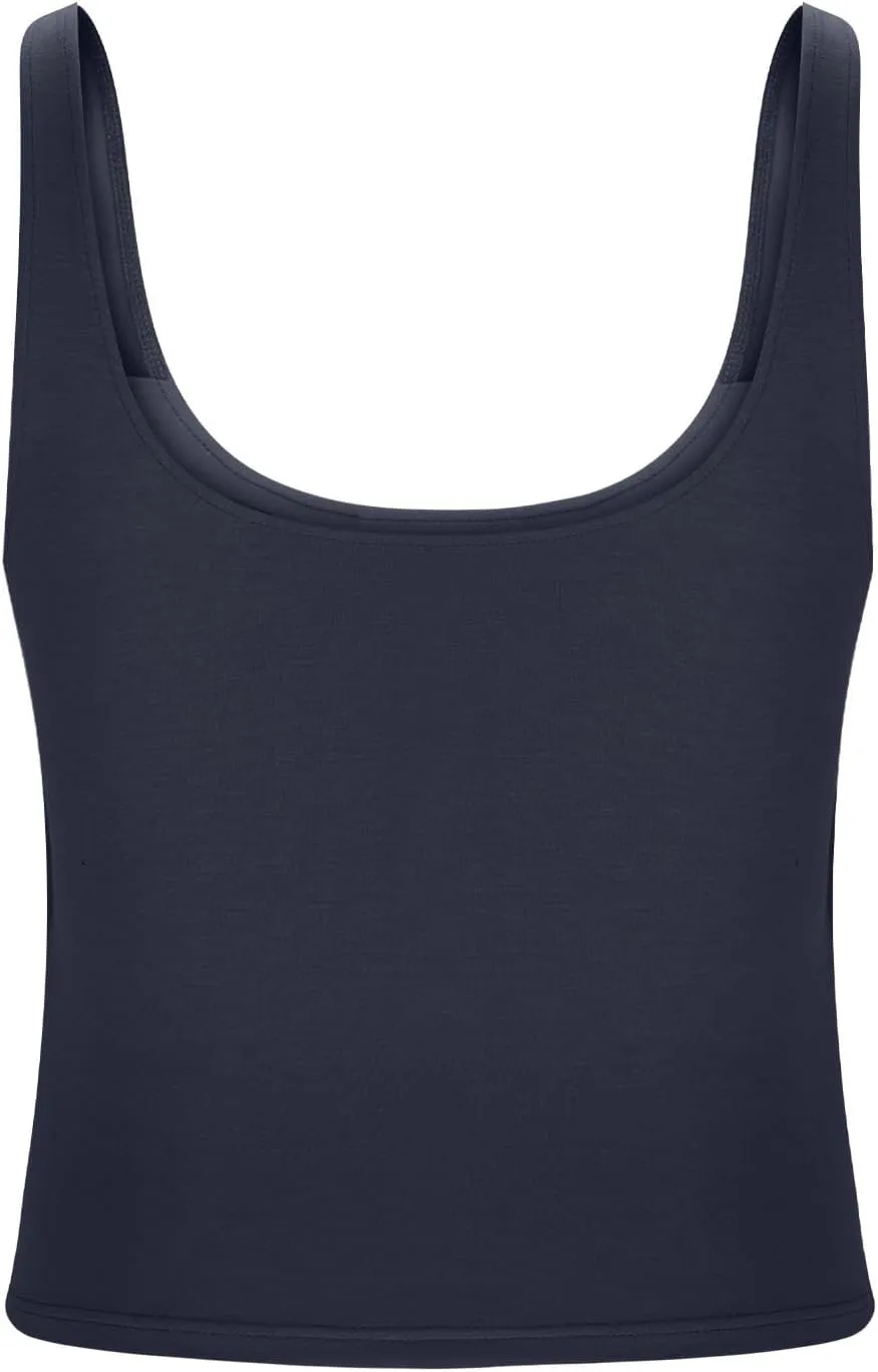 Tank Top with Built in Bra for Women Casual Summer Sleeveless Gym Crop Tops U Neck Workout Athletic Yoga Shirts