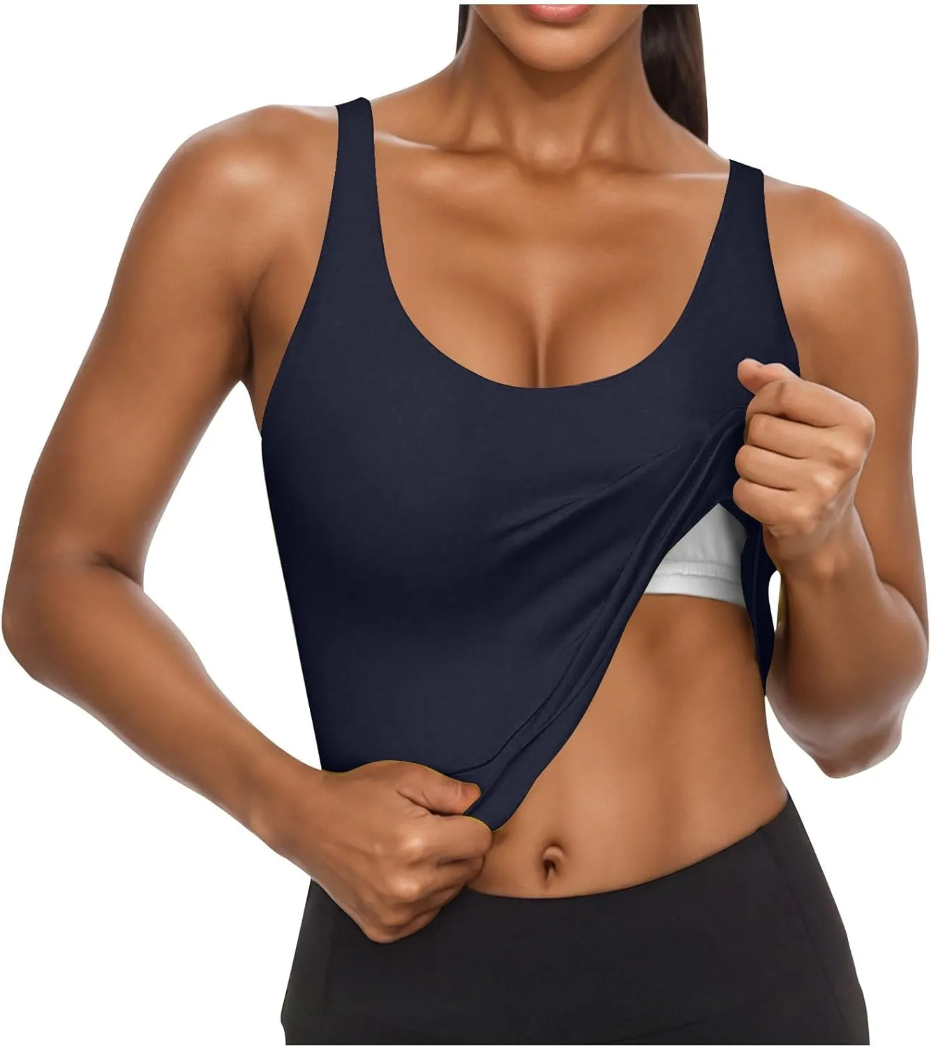 Tank Top with Built in Bra for Women Casual Summer Sleeveless Gym Crop Tops U Neck Workout Athletic Yoga Shirts