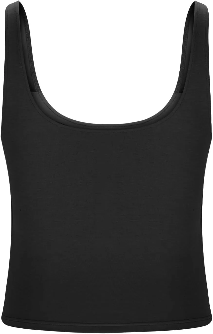 Tank Top with Built in Bra for Women Casual Summer Sleeveless Gym Crop Tops U Neck Workout Athletic Yoga Shirts