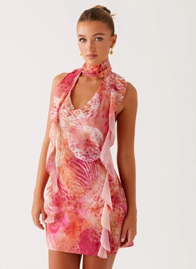 Cool Texture Tanner Mini Dress - Flamingo Fling